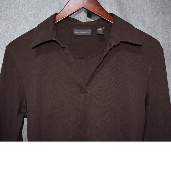 Banana Republic Women’s Brown Long Sleeve Collared Top Size Large - Picture 2 of 4